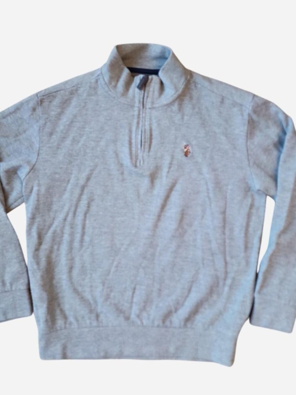 U.S. Polo Assn. light grey quarter zip sweatshirt - size medium